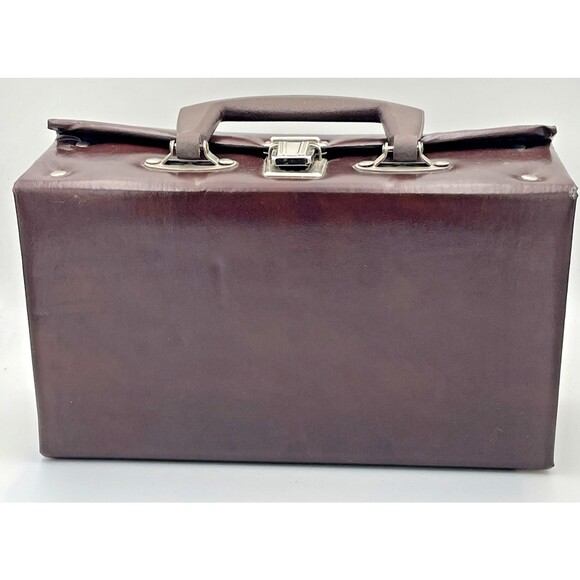 Vintage Cassette Tape Storage Case Faux Leather Brown Holds 12 - Picture 7 of 7